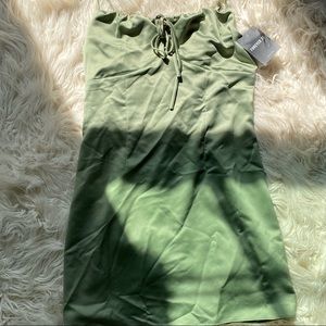 Satin Sage Mini Dress